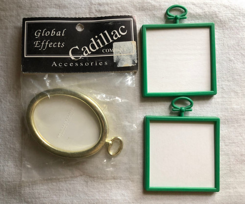 Lot of 3 Small Plastic Frames for Needlepoint Artwork Crafts 2 Squares, 1 Oval