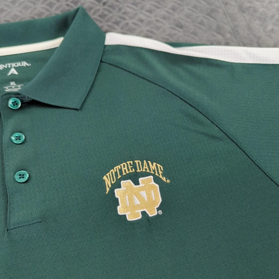 Notre Dame Fighting Irish Polo Shirt Green Antigua Short Sleeve Men XL - Image 4 of 4