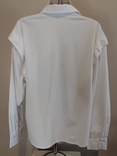 Camicia blusa House of Harlow 1960 donna L elasticizzata con bottoni bianca lunga nuova senza etichette - Foto 5 di 15