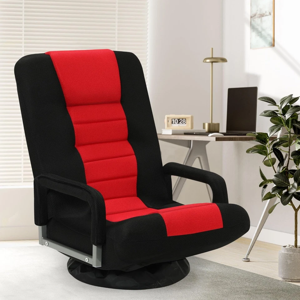 Silla Gaming Piso Giratorio con Reposabrazos, Sofá Video Reclinable Plegable con 6 Ajustes... Foto 3 de 4