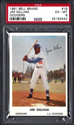 Jim Gilliam #19 1961 Bell Brand Dodgers card