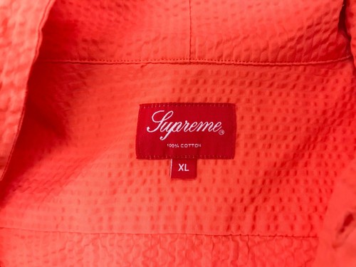 SS15 SUPREME HOODED SEERSUCKER BUTTON UP SHIRT CORAL PEACH SZ XL (#35 - Picture 3 of 3