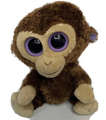 Ty Beanie Boos COCONUT the Monkey w/ Purple Glitter Eyes 6