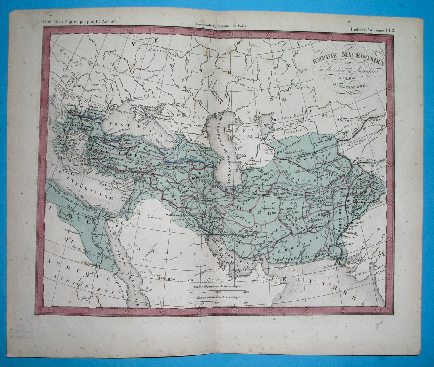 1855 Antique Map Alexander Empire Middle East Greece Turkey Persia