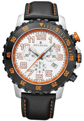 Delbana Men's 54601 Porto Chronograph Swiss Made Leather Band 46mm Watch 