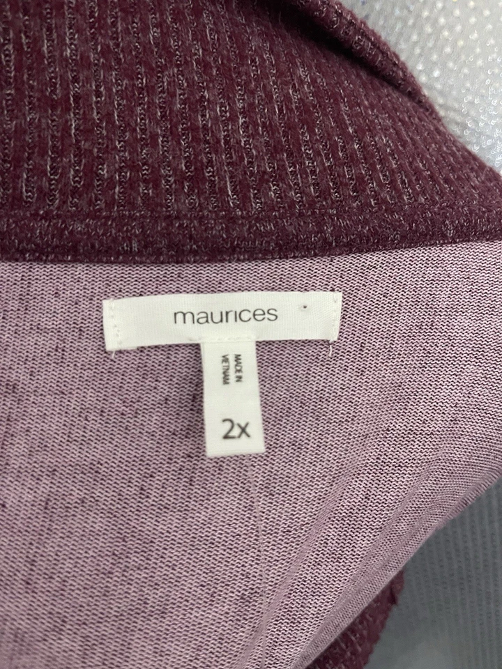 Suéter Maurices Mujer Talla Grande 2X Rosa Granate Rayas Cuello Pullover Nuevo con Etiquetas Foto 3 de 4