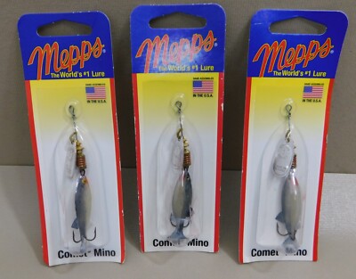 Lot of 3 NEW Mepps COMET MINNOW Spinner 1 7/8'' 1/6 oz Silver C1M S