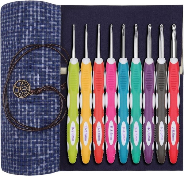 Aeelike 9-Teiliges HäKelnadel-Set Mit Weichem Griff Und Tasche, 2,0-6,0 Mm-image
