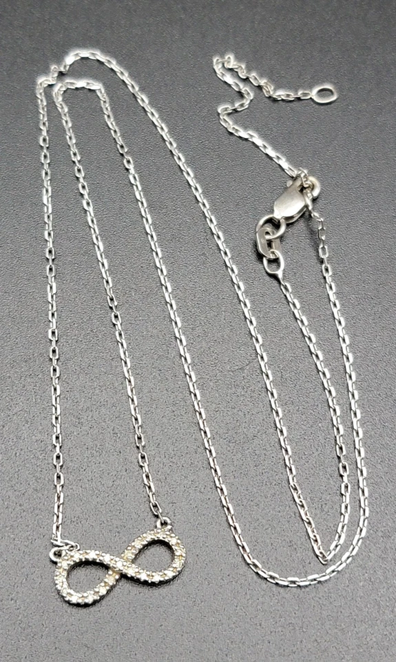 Colar infinito de prata esterlina 925 pingente de diamante genuíno símbolo de amor presente - Imagem 2 de 4