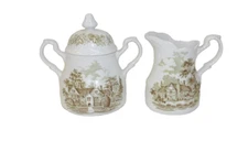 J & G Meakin Romantic England Ironstone Cream & Sugar Set
