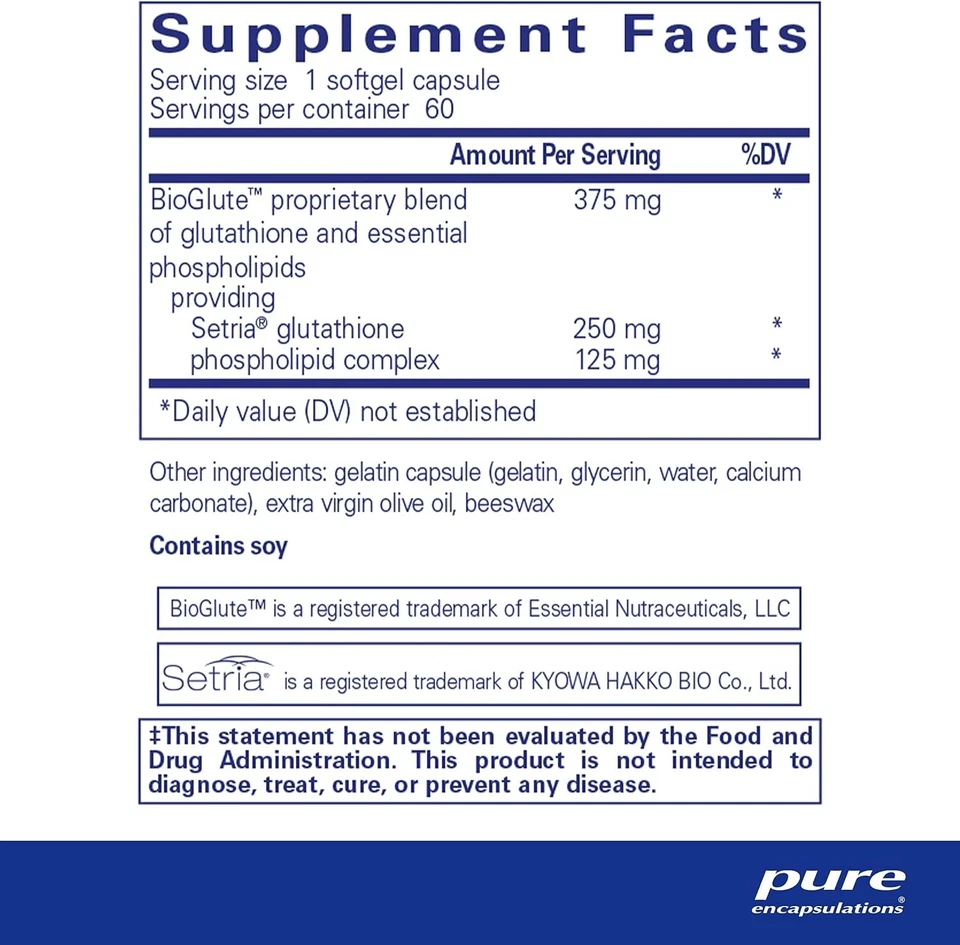 Pure Encapsulations Liposomal Setria Glutatión, Desintoxicación Hepática, 60ct, Exp 01/27 Foto 2 de 4