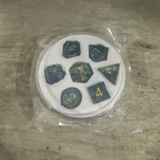 7 Piece Sage's Crystals Lagoon Sharp Edge Resin Polyhedral Dice Set DnD RPG. New