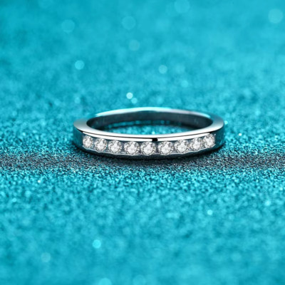 Weißgold Lab Grow runder Diamant Ehering D-E/VVS 0,15ct Eternity Ring