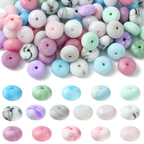 100x Silicone Rondelle Focal Cute Flat Spacer Beads for DIY Craft Jewelry Making - Picture 2 of 7