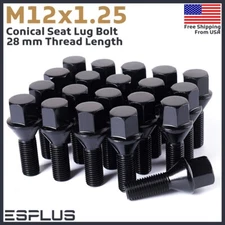 [16]M12x1.25 Black Wheel Lug Bolts 28mm Shank Fit Fiat Ram Alfa Dodge 4-lugs