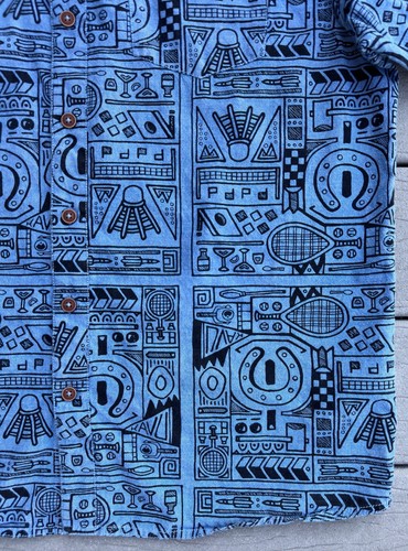 Kavu Button Up Shirt Men's XL All Over Print Games Sports Horseshoe Hiking - Picture 5 of 11