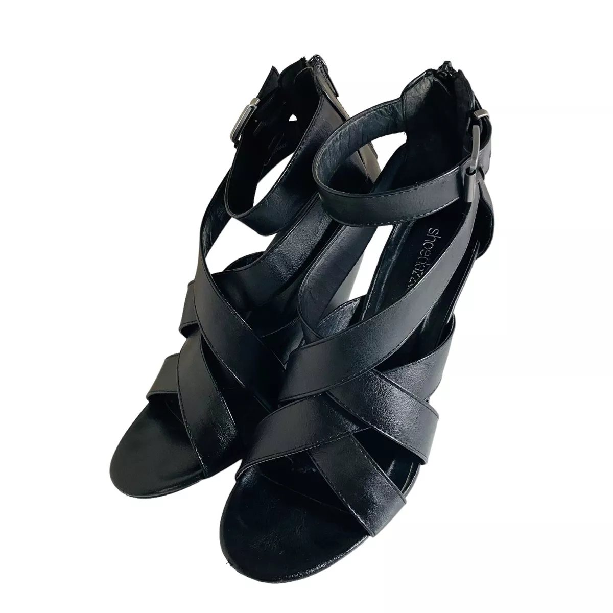 Shoedazzle Kyla Black Strappy Sandals Women Size 7.5 Ankle Strap