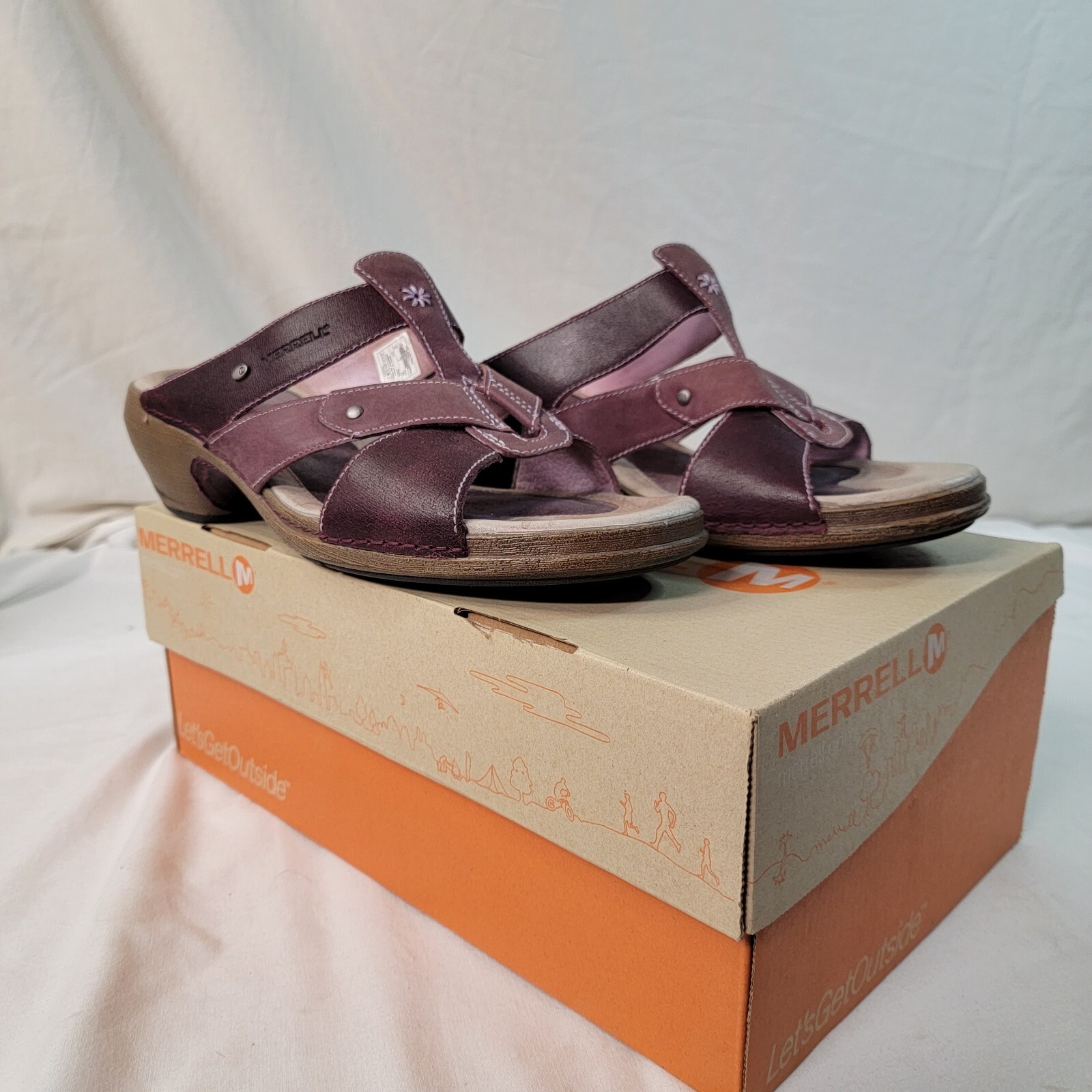 Sandali viola Merrell Luxe Slide Viola in pelle tacco taglia 9 usati