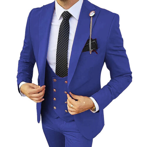 Formal Men 3 Piece Wedding Suits Wedding Suit Costume (Blazer+Pants+Vest) - Picture 17 of 42