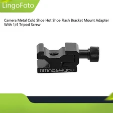 Camera Metal Cold Shoe Hot Shoe Flash Bracket Mount Adapter + 1/4 Tripod Screw