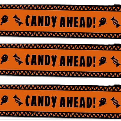 30-Ft Trick-or-Treat CANDY AHEAD Fright Caution Tape Halloween Decoration-ORANGE