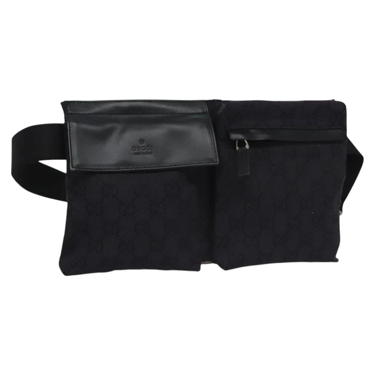 Sac taille toile GUCCI GG noir argent 018 1621 authentique EC225