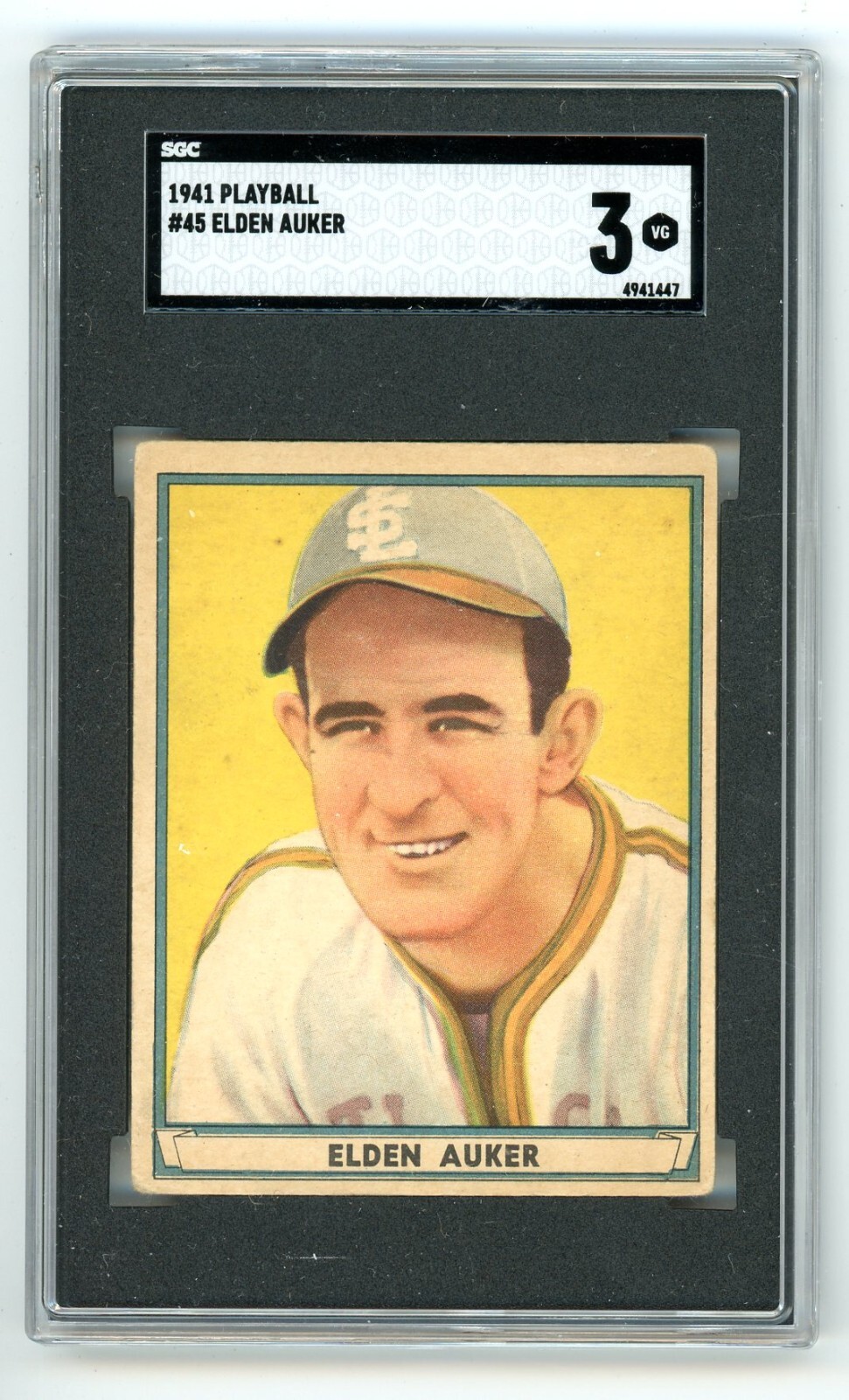 1941 Play Ball ELDEN AUKER St. Louis Browns #45 SGC 3 VG Condition
