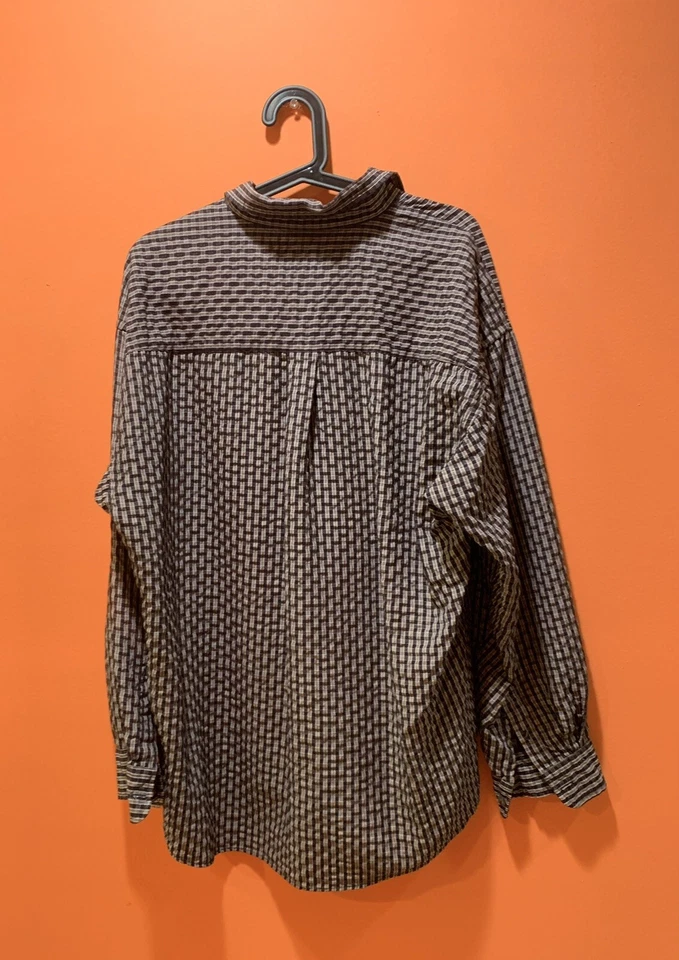 Camisa de Vestir TEXTURES NATURAL ISSUE Vintage Para Hombre TALLA XL Marrón Manga Larga Y2K Foto 2 de 4