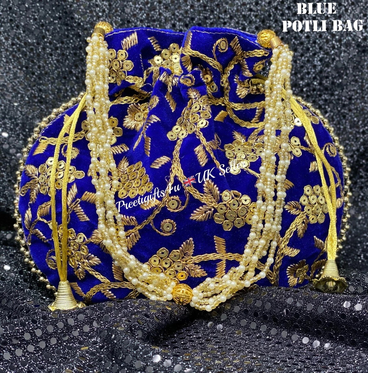 Purple Gold Velvet Hand Bag