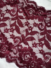 3.75 yards burgundy maroon GALLOON STRETCH scalloped LACE 7.5  extra Wide