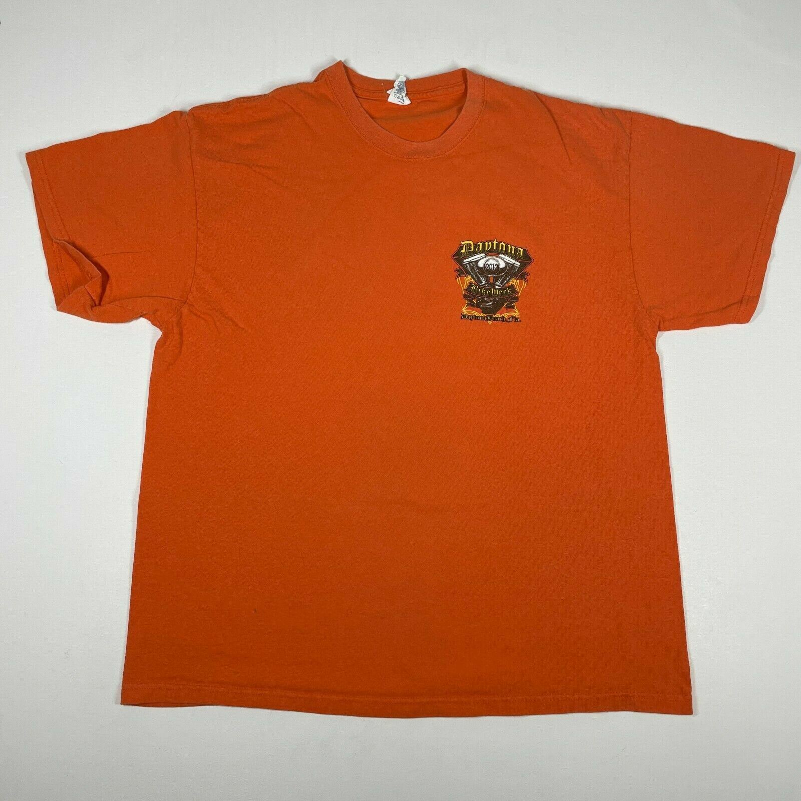 Daytona Bike Week Motorcycle TShirt Orange Double Si… Gem