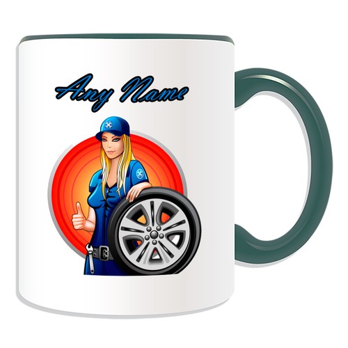 Personalised Gift Hot Mechanic Girl Mug Money Box Cup Name Tea Garage Car Sexy - Picture 12 of 20