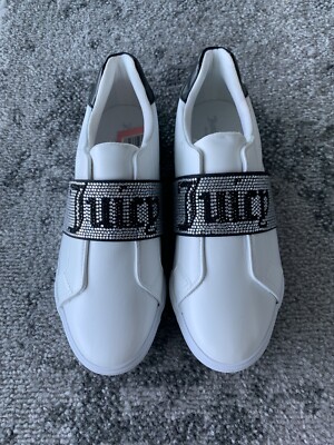 NEW Juicy Couture rhinestone slip on sneakers 7.5 white leather