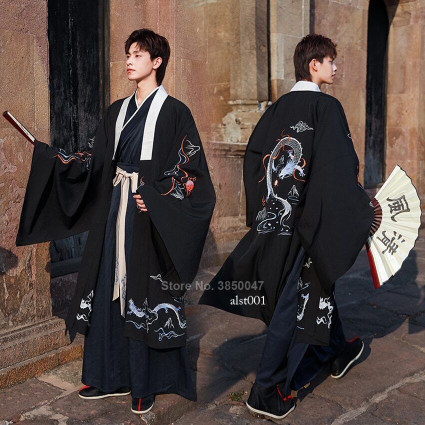 Japanese Kimono Man Set Harajuku Ancient Embroidery Traditional
