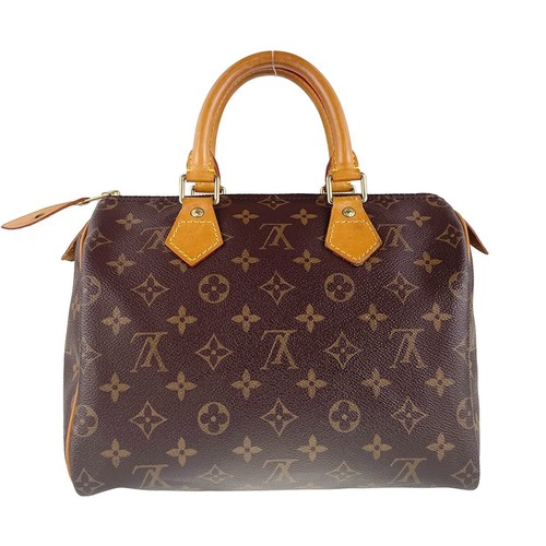 Louis Vuitton Monogram Speedy 25 Leather Fabric Brown Handbag 2972 - 第 3/23 張圖片