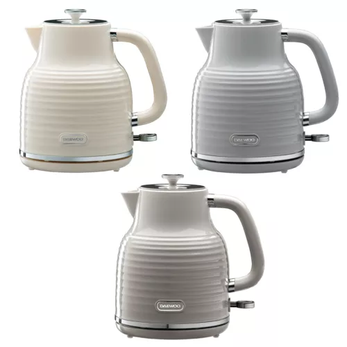 Daewoo Sienna Jug Kettle 1.7 Litre Cordless 360° Base 3KW Rapid Boil Grey Cream