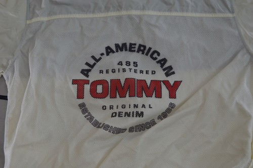 Giacca Hilfiger Vintage Uomo TOMMY JEANS Bianca Frangivento Cerniera Spell Out Large - Foto 11 di 12