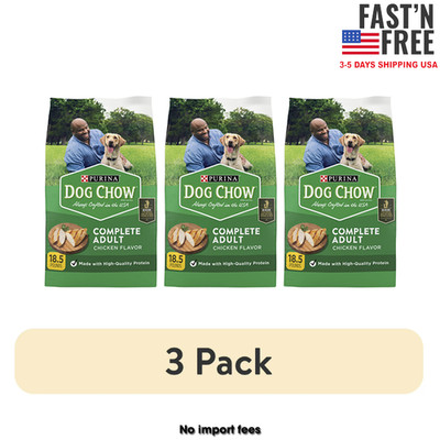 3 Bag Purina Dog Chow Complete, Dry Dog Food for Adult Dog, Real Chicken, 18.5lb