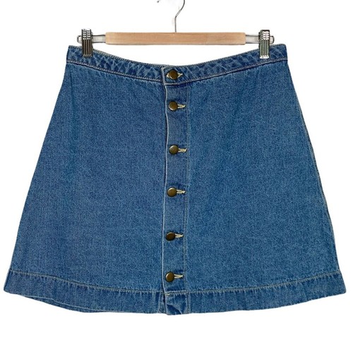 American Apparel Denim Button Front Mini Skirt Women's L - Picture 5 of 11