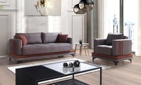 Sofagarnitur 3+1 Sitzer Textil Holz Sofa 3 Sitzer Modern Sessel Komplett Set Neu