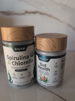 SNAP Supplements Gut Health + Spirulina & Chlorella Bundle New 120+50 Caps