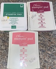 3 Stampin' Up CALL ME CLOVER/Rose Red/Regal Rose INK PAD - New/Retired