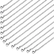 24 Pack Necklace Chains Stainless Steel Cable Chain Necklace Bulk for 