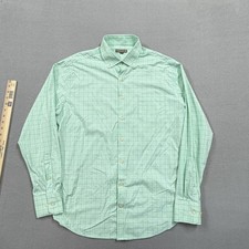 Peter Millar Shirt Mens Large Green Check Long Sleeve Button Summer Comfort