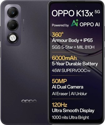 OPPO K13x 5G  (Midnight Violet, 128 GB)  (4 GB RAM) Dimensity 6300 Processor