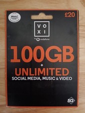 VOXI 100GB Unlimited £20  SIM Card