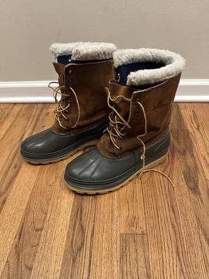 kamik mens boots size 9 m leather&rubber grip outside faux sherling snow boots