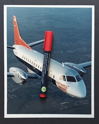NORTHWEST AIRLINK SAAB 340 N329PX   LARGE ORIGINAL VINTAGE PHOTO 8''x10''