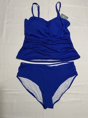Eomenie Women s Royal Blue 2 Pc Swimsuit Tankini Tummy Control AA-64 No Returns