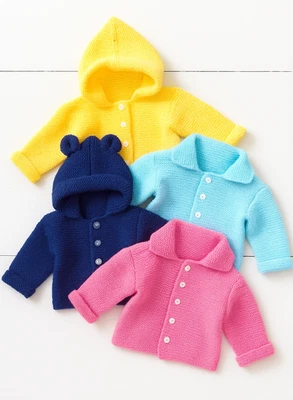 LLAMZ DESIGNS Knitting Pattern Easy Knit Hooded Jacket Ears Cardigan Baby Boys Girls DK 16 -26